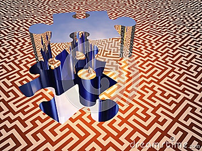 Puzzle maze Stock Photo