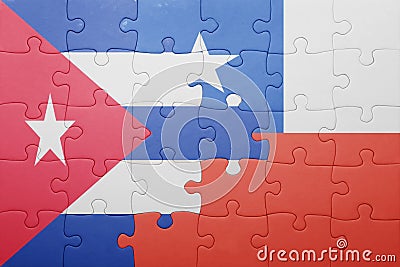 Puzzle with the national flag of chile and cuba Stock Photo