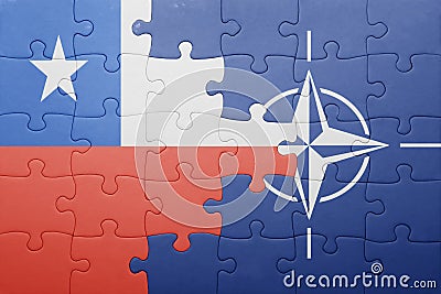 Puzzle with the national flag of chile and nato Editorial Stock Photo