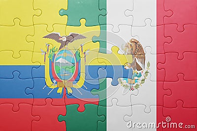 Puzzle with the national flag of ecuador and mexico Stock Photo