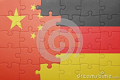 Puzzle with the national flag of germany and china Stock Photo