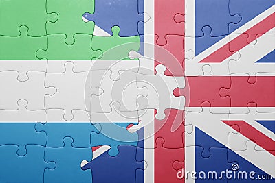 puzzle with the national flag of great britain and sierra leone Stock Photo