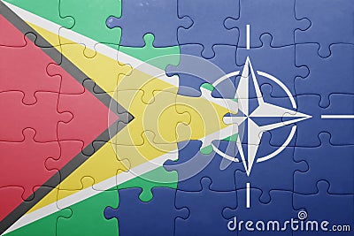 Puzzle with the national flag of guyana and nato Editorial Stock Photo