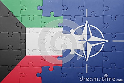 Puzzle with the national flag of kuwait and nato Editorial Stock Photo
