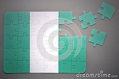 Puzzle with the national flag of nigeria Stock Photo