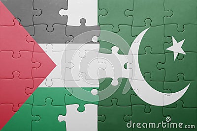 Puzzle with the national flag of pakistan and palestine Stock Photo