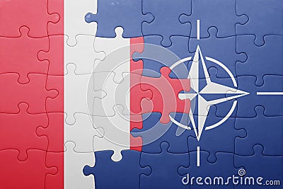 Puzzle with the national flag of peru and nato Editorial Stock Photo