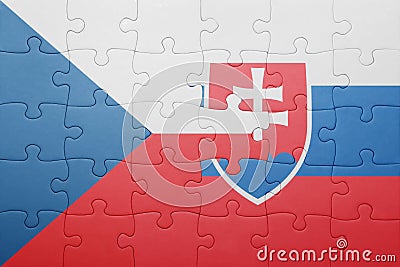 Puzzle with the national flag of slovakia and czech republic Stock Photo