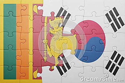 Puzzle with the national flag of sri lanka and south korea Stock Photo