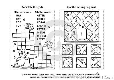 Puzzle page with two puzzles Vector Illustration