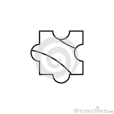 Puzzle part, jigsaw piece, solution thin line icon. Linear vector symbol Vector Illustration