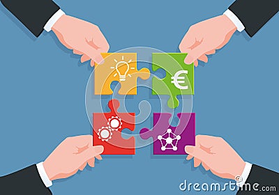 Process of manufacturing a project, idea, creation, financing and distribution network Stock Photo