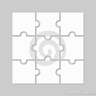 Puzzle nine blank parts Cartoon Illustration