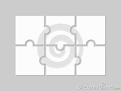 Puzzle six blank parts Cartoon Illustration