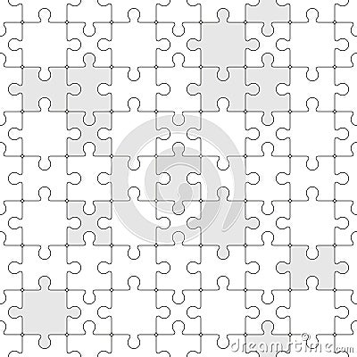 Puzzle pattern. Seamless print of jigsaw grid with different parts match together, business metaphor game challenge Vector Illustration