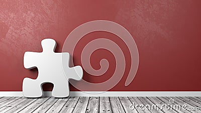 Puzzle Piece Against Wall with Copyspace Stock Photo