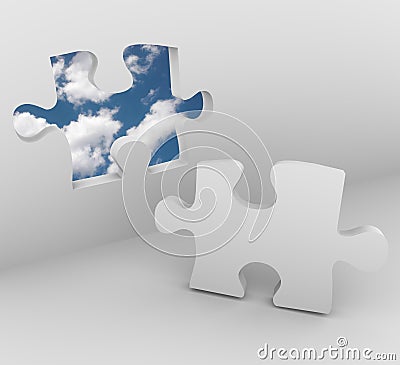 Puzzle Piece - Blue Sky Opening Stock Photo