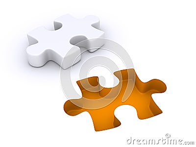 Puzzle piece detached from the ground Stock Photo