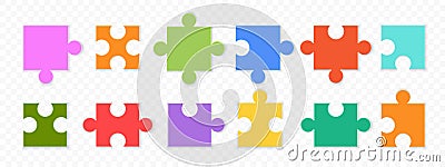 Puzzle piece element collection. Set of game puzzle. Multi colored puzzle shapes set. Vector EPS 10 Vector Illustration