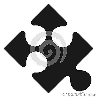 Puzzle piece icon. Black jigsaw shape sign Vector Illustration