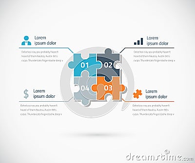 Puzzle piece infographic options business concept Vector Illustration