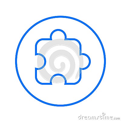 Puzzle piece, plugin circular line icon. Round colorful sign. Flat style vector symbol. Vector Illustration