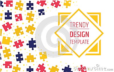 Puzzle pieces banner design template. Game Background . symbol of logic and Smart Vector Illustration
