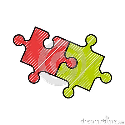 Puzzle pieces isolated icon Vector Illustration