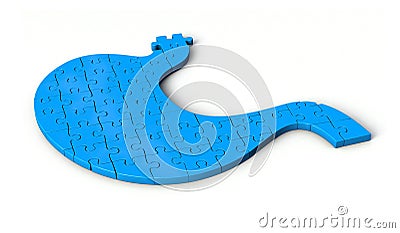 Puzzle pieces in shape of Stomach. Stomach shaped jigsaw 3d illustration isolated on white background. Cartoon Illustration