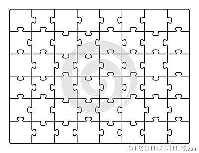 Puzzle pieces square. Jigsaw pattern template, white game square grid. Mosaic tiles, empty geometric business team Vector Illustration