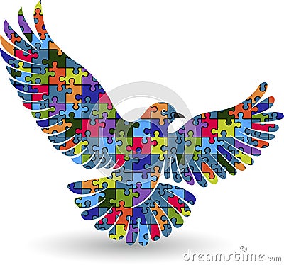 puzzle pigeon logo Vector Illustration