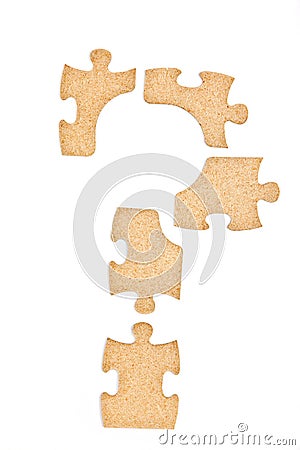 Puzzle question mark white background Stock Photo