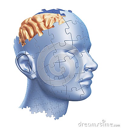 Puzzle Shaped Human Head Cartoon Illustration