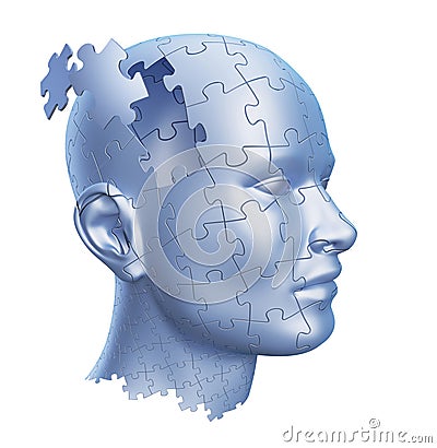 Puzzle Shaped Human Head Cartoon Illustration