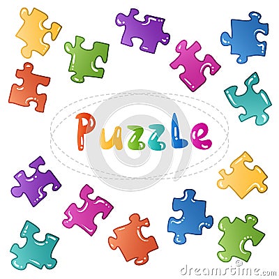 Puzzle stickers set. Vector blocks collection. Vector Illustration
