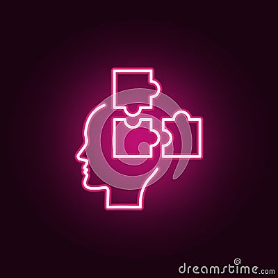 Puzzle, strategy, brain neon icon. Elements of Creative thinking set. Simple icon for websites, web design, mobile app, info Stock Photo