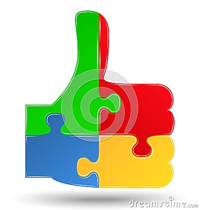 Puzzle thumbs up symbol Vector Illustration