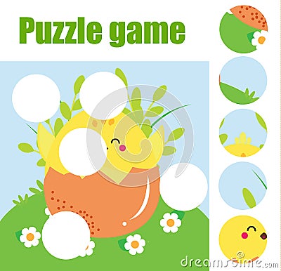 Puzzle for toddlers. Matching children educational game. Match pieces and complete the picture. Activity for pre school years kids Vector Illustration