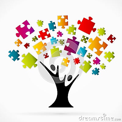 Puzzle tree Vector Illustration