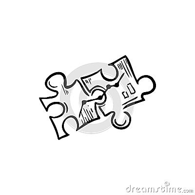 puzzle, two figures sketch vector illustration Vector Illustration