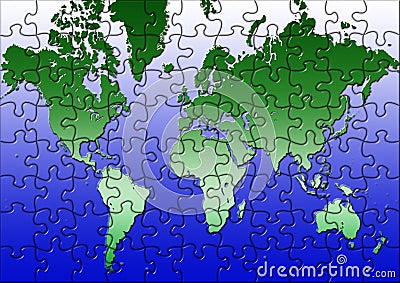 Puzzle world map Stock Photo