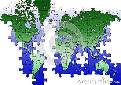 Puzzle world map Stock Photo