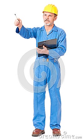 Puzzled adult contractor Stock Photo