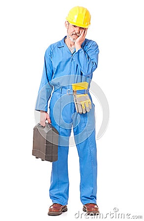 Puzzled worker Stock Photo