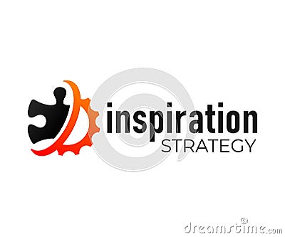 Puzzles and gear, strategy and financial planning, logo design. Engineering, innovation and technology, vector design Vector Illustration