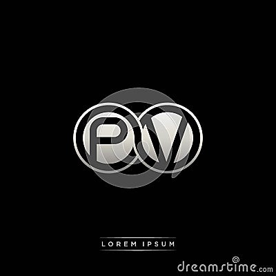 PV initial letter linked circle capital monogram logo modern template silver color version Vector Illustration