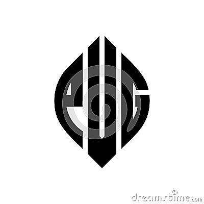 PVG circle letter logo design with circle and ellipse shape. PVG ellipse letters with typographic style. The three initials form a Vector Illustration