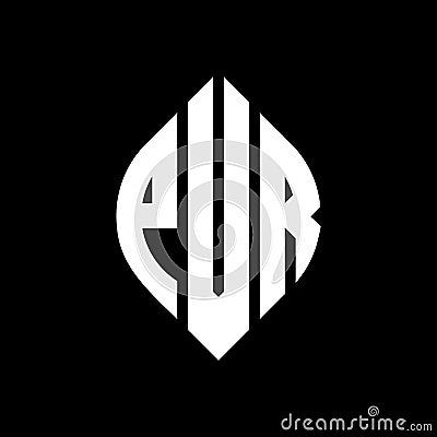 PVR circle letter logo design with circle and ellipse shape. PVR ellipse letters with typographic style. The three initials form a Vector Illustration