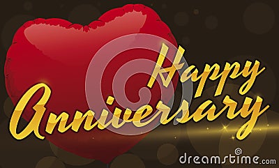 Commemorative Heart Shaped Balloon for a Lovely Anniversary Celebration, Vector Illustration Vector Illustration