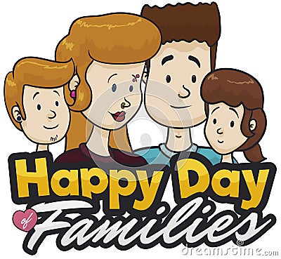 Young Stepdad Celebrating with their Children Day of Families, Vector Illustration Vector Illustration